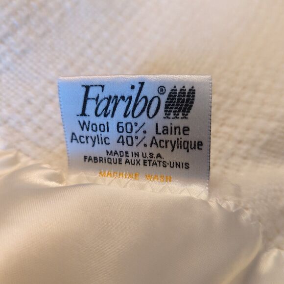 Faribo Fairbault Woolen Blend Blanket Satin Binding Edge Vintage 72"X82" - Picture 4 of 5